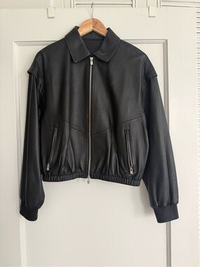LP style lamb leather bomber jacket